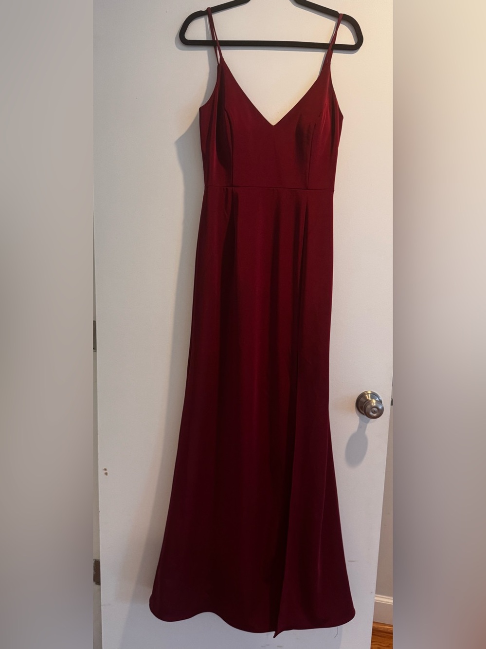 Aura Burgundy Spaghetti-Strap Maxi Dress